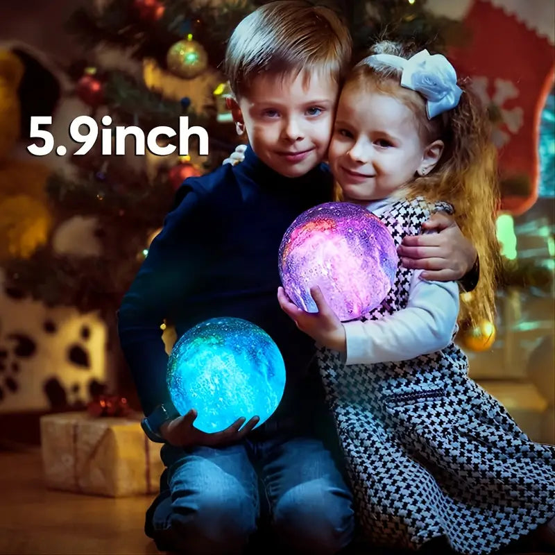 16-Color 3D LED Moon Light with Stand - Night Light