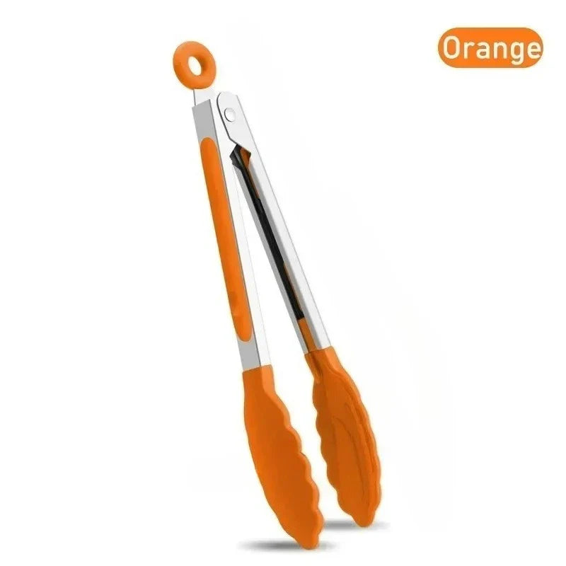 7-Inch Non-Slip Silicone Tip Food Tongs (21.4 cm) – BBQ Grilling, Salad & Kitchen Serving Utensil