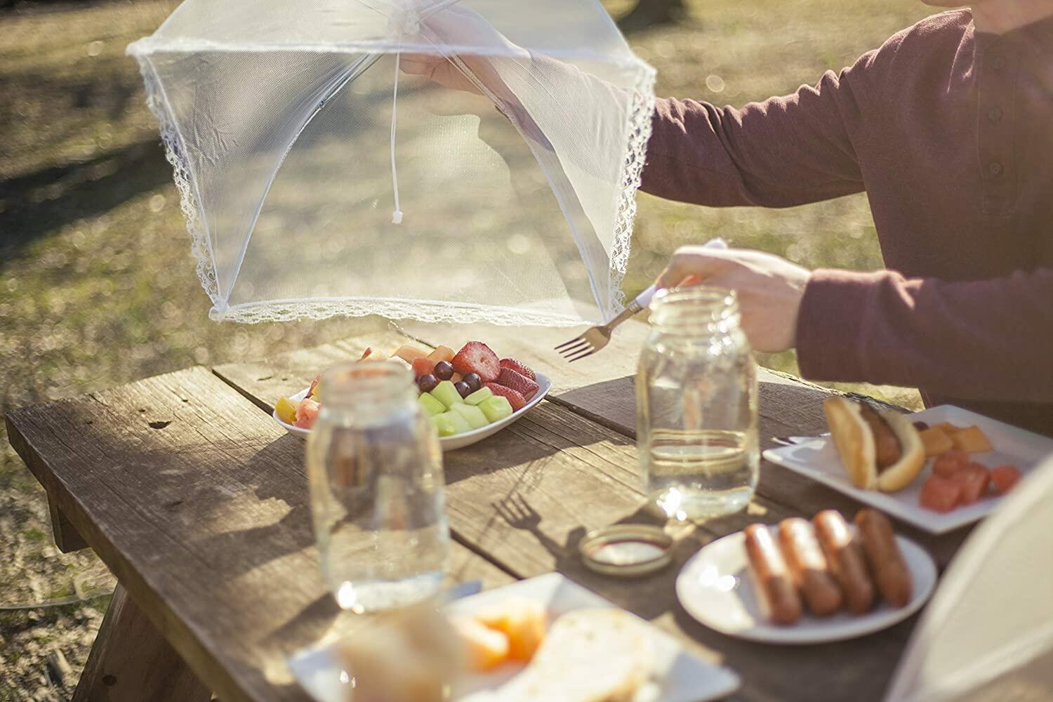 Alysontech Mesh Outdoor Food Cover Tents 6 Pack White Collapsible Pop Up